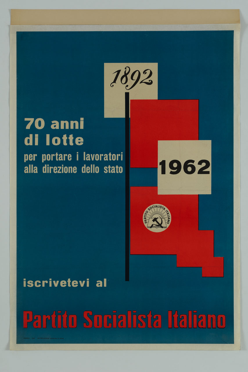 bandiere rosse con il simbolo del partito socialista italiano (manifesto) - ambito italiano (sec. XX)