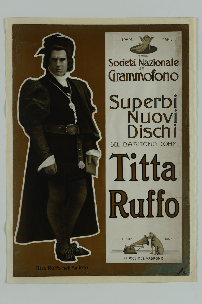 ritratto del baritono Titta Ruffo in veste di Amleto (manifesto) - ambito italiano (sec. XX)