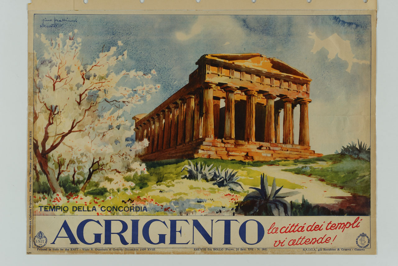 veduta del Tempio della Concordia ad Agrigento (manifesto) di Frattini Gino (sec. XX)
