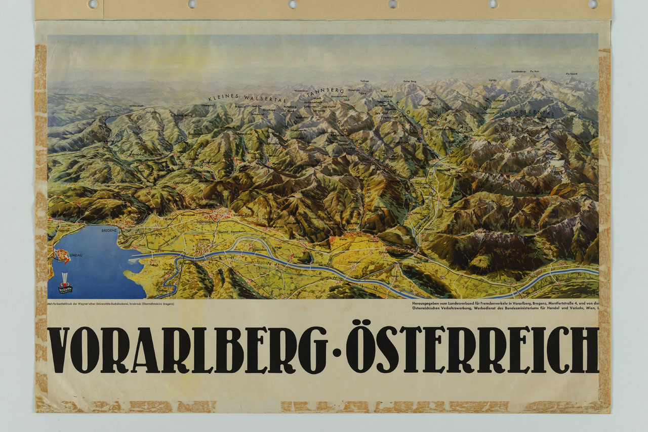 carta geografica fisica della regione Vorarlberg in Austria (manifesto) - ambito austriaco (sec. XX)