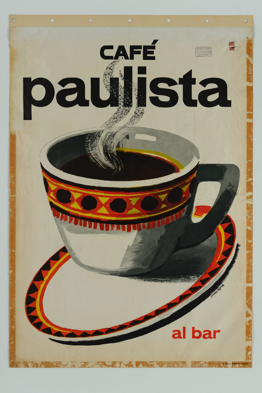 tazzina con caffè fumante (manifesto) di Studio Testa (sec. XX)