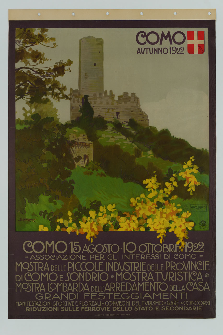 veduta del Castel Baradello a Como (manifesto) di Metlicovitz Leopoldo (sec. XX)
