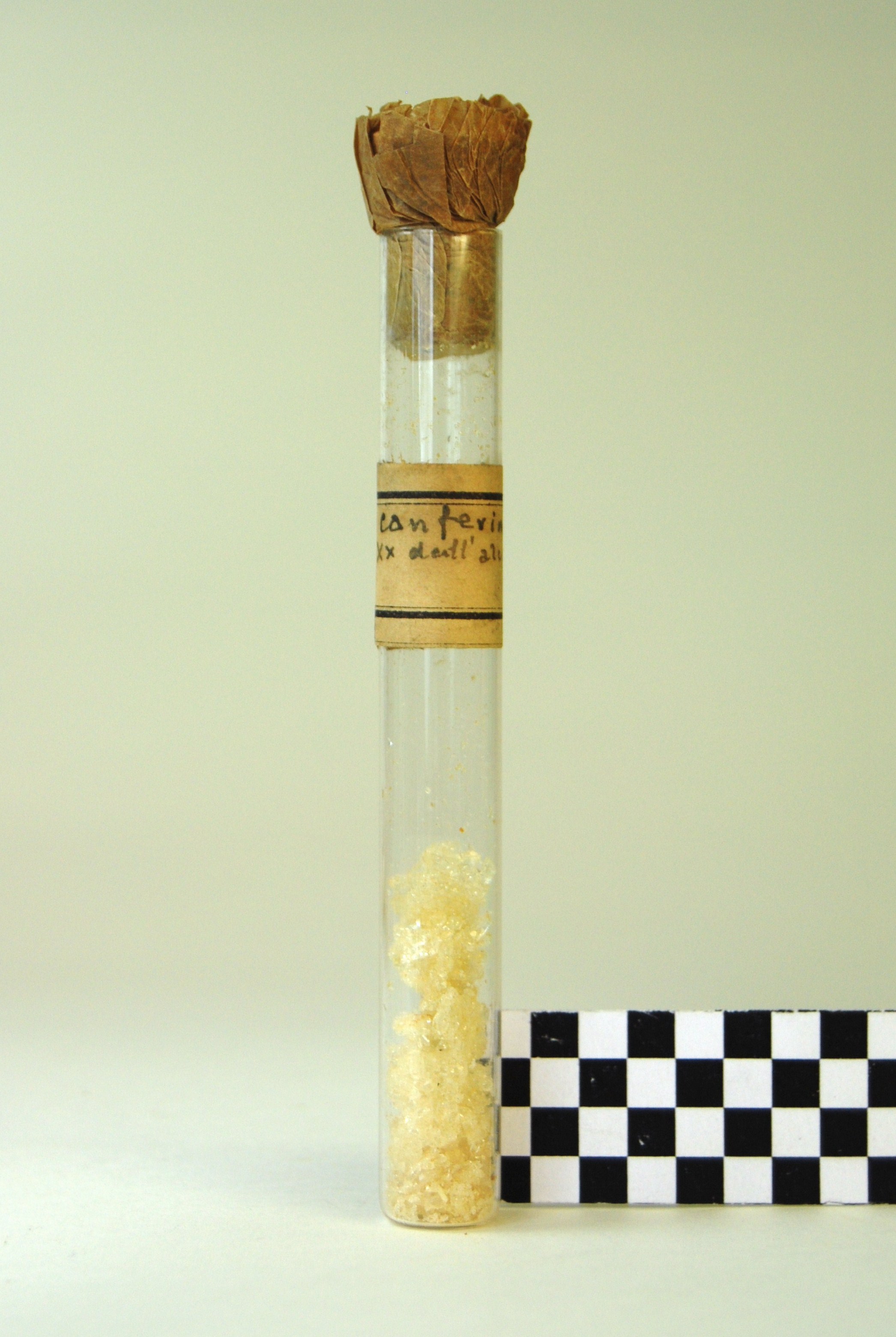 canforimmide dell'alcol (prodotto chimico, di sintesi) di Ugo Schiff (laboratorio) - scuola chimica fiorentina (metà/ inizio XIX/ XX)