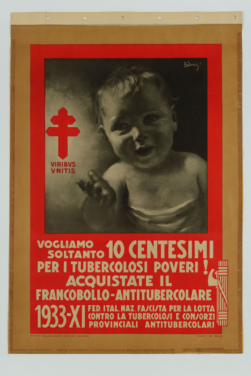 neonato e croce di Lorena (manifesto) di Bianchi Alberto (sec. XX)