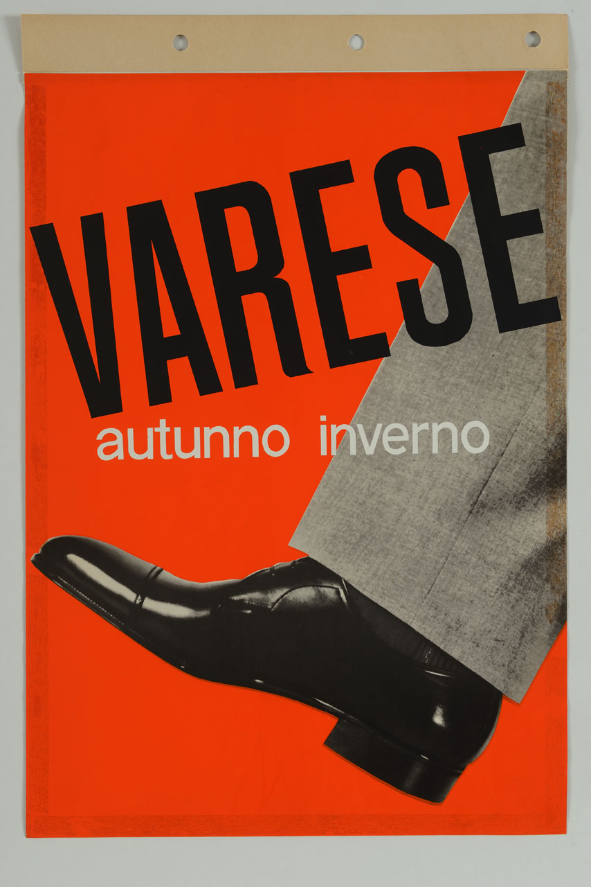 scarpa nera maschile (manifesto) - ambito italiano (sec. XX)