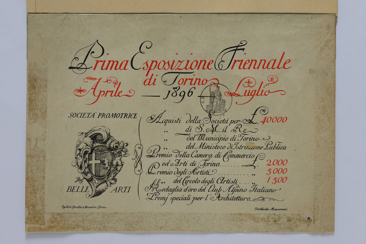 Breve elenco dei Premi e degli Acquisti per la Prima Esposizione Triennale di Torino del 1896 (manifesto) - ambito italiano (sec. XIX)