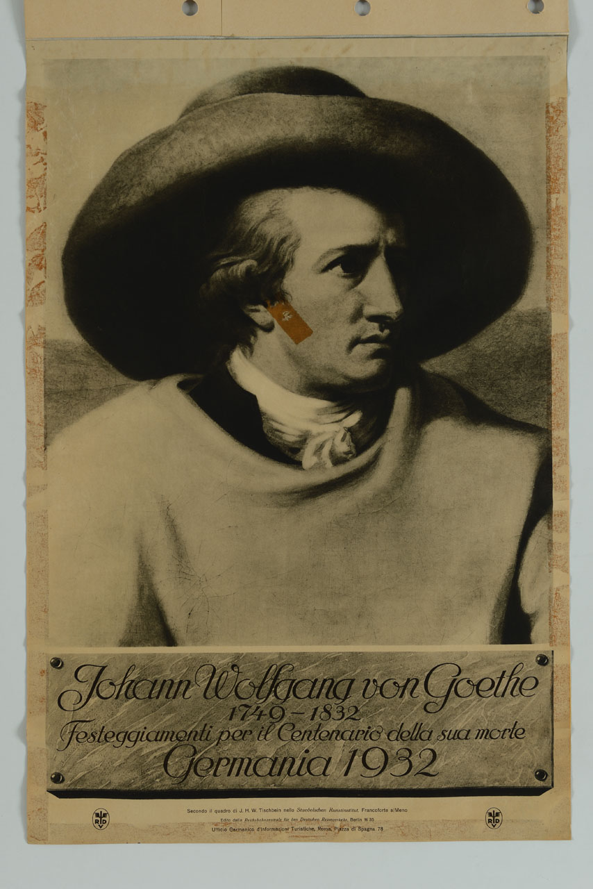 Johann Wolfgang con Goethe ritratto a mezzo busto di tre quarti nel ritratto di Tischbein (manifesto) - ambito tedesco (sec. XX)