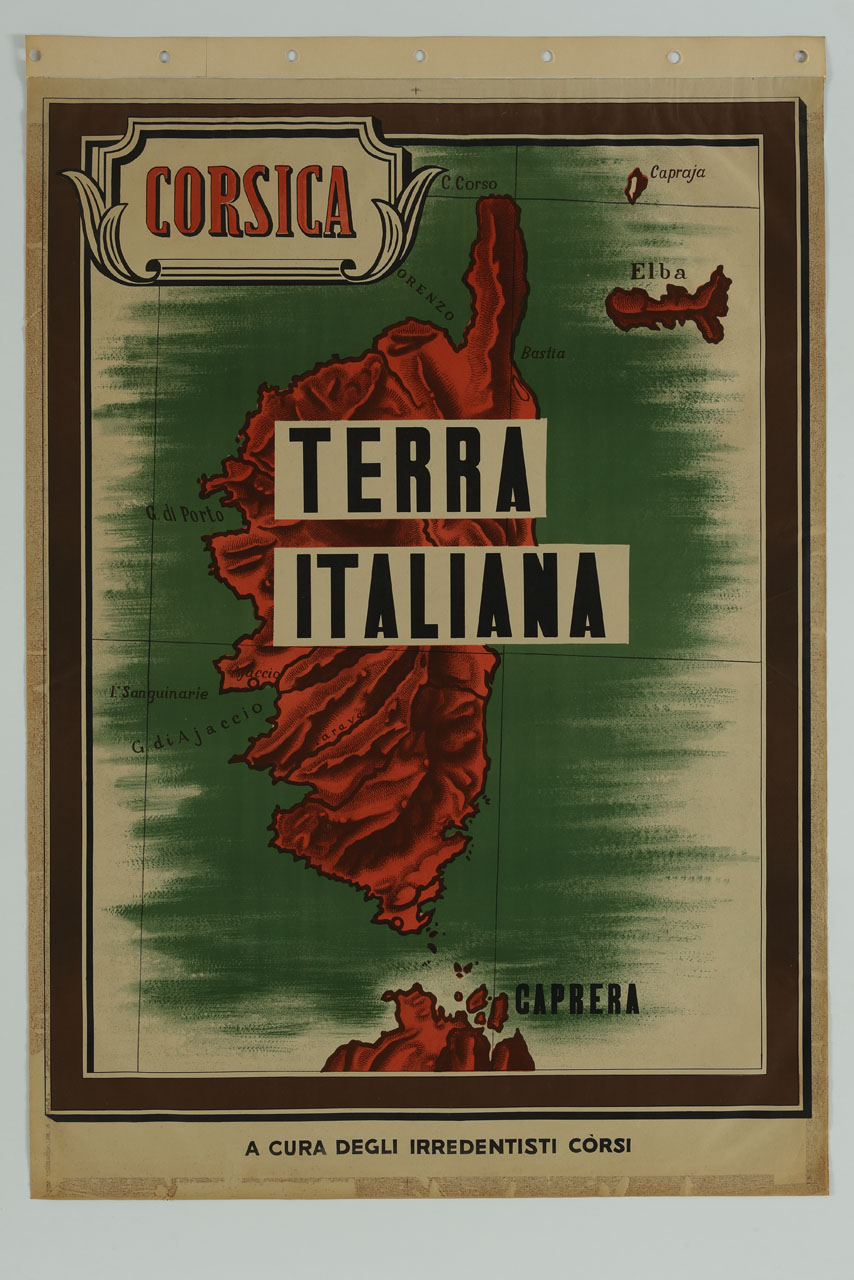 carta geografica della Corsica (manifesto) - ambito italiano (sec. XX)