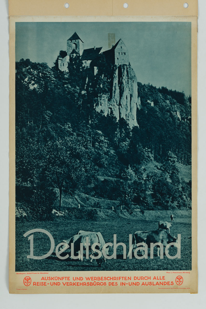 veduta del castello Prunn a Altmühltal (manifesto) di Fleischmann L - ambito tedesco (metà sec. XX)