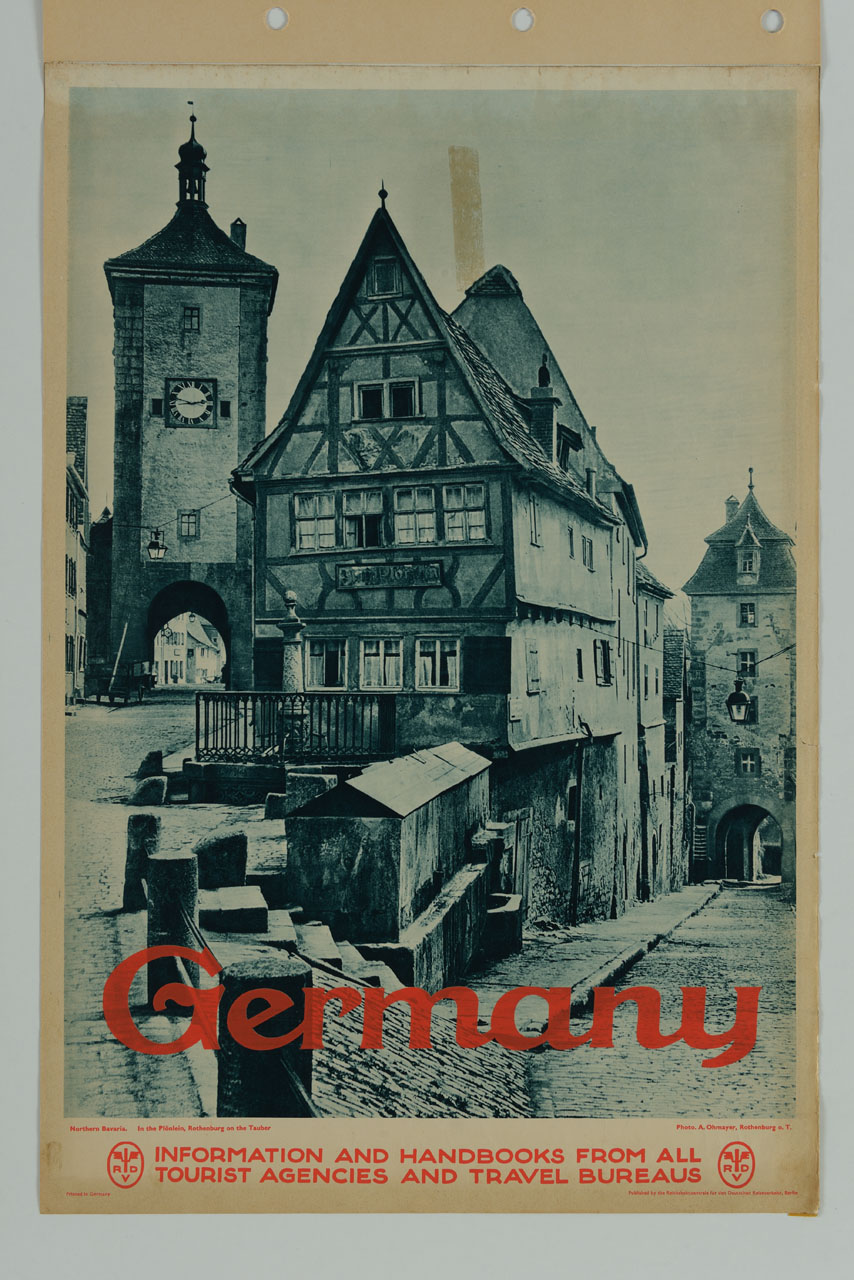 veduta di Rothenburg sulla Tauber (manifesto) di Ohmayer A, Rothenburg o. T - ambito tedesco (metà sec. XX)