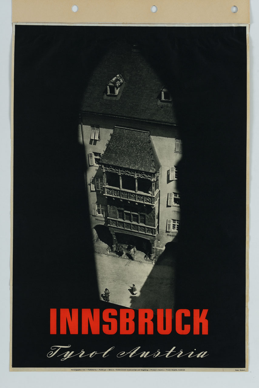 veduta del di una strada di Innsbruck (manifesto) di Sickert - ambito tedesco (metà sec. XX)
