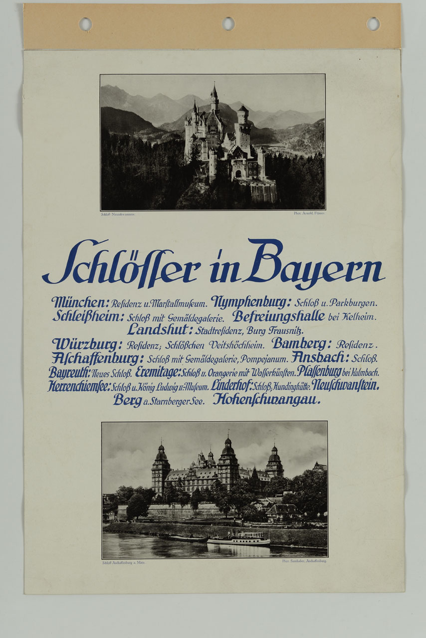 due riquadri con vedute di due castelli (manifesto) - ambito tedesco (sec. XX)