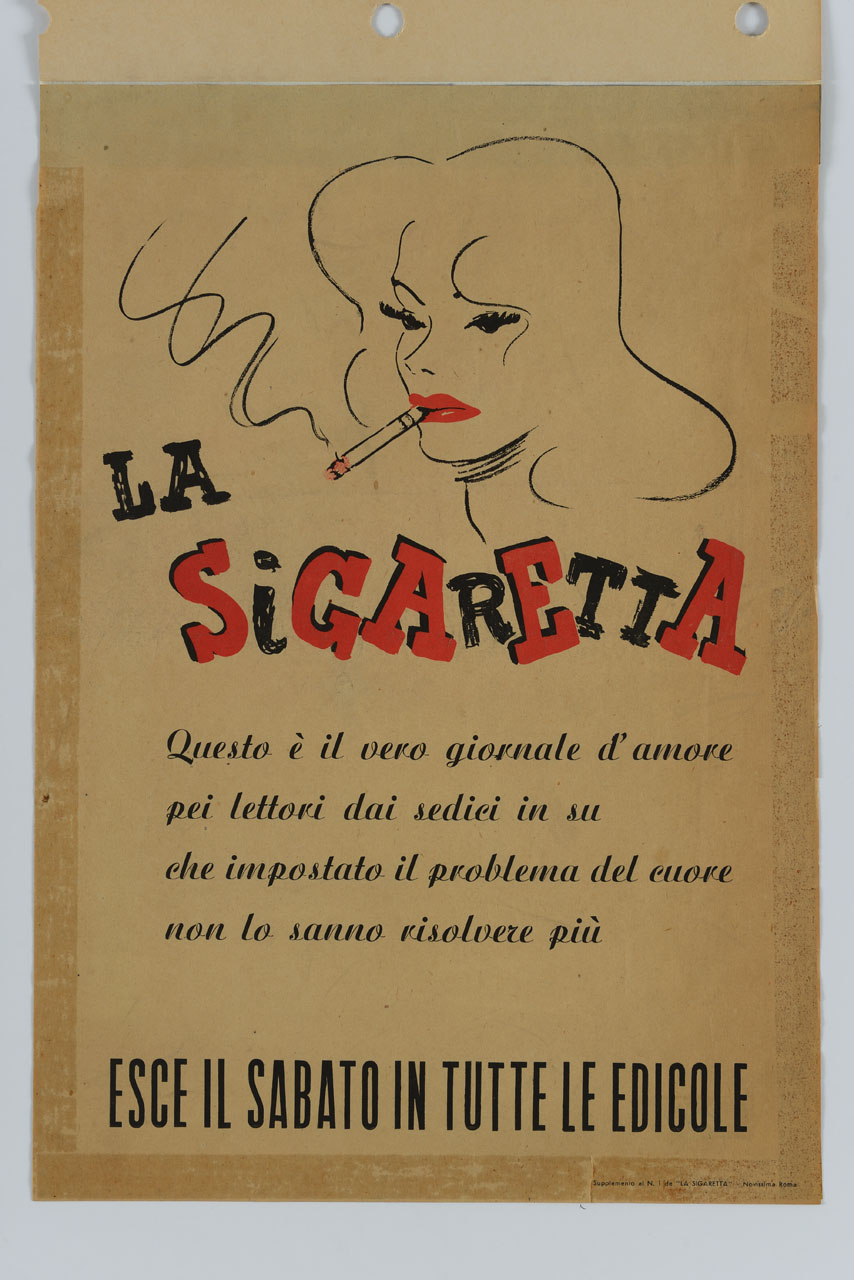 ritratto di donna che fuma una sigaretta (locandina) - ambito italiano (sec. XX)