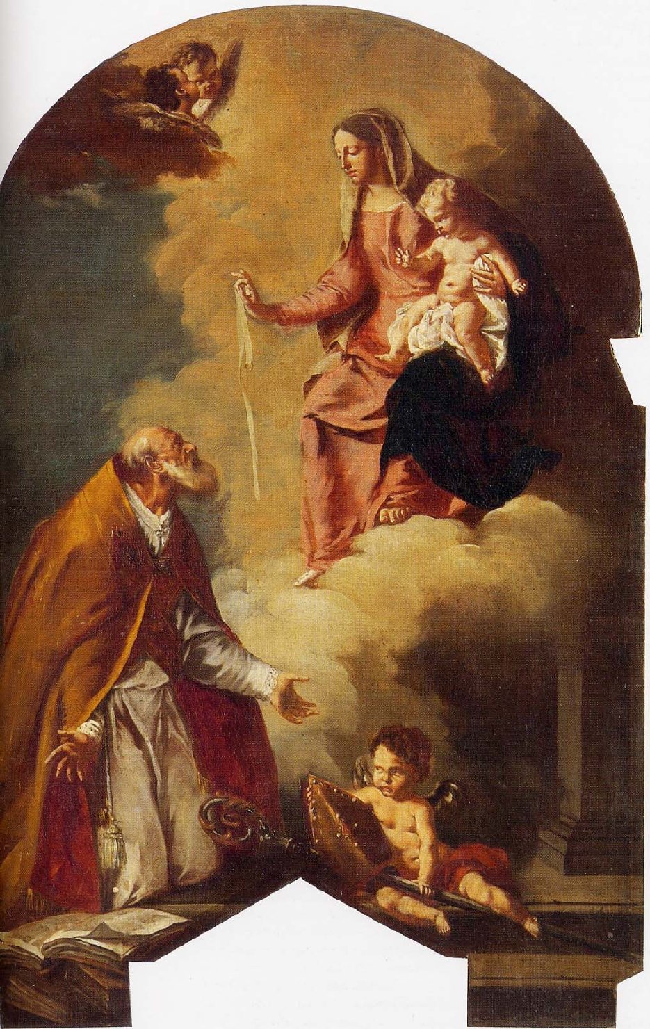Madonna della Cintola e un Santo Vescovo, Madonna della Cintola (dipinto, opera isolata) - ambito veneto (sec. XVI)