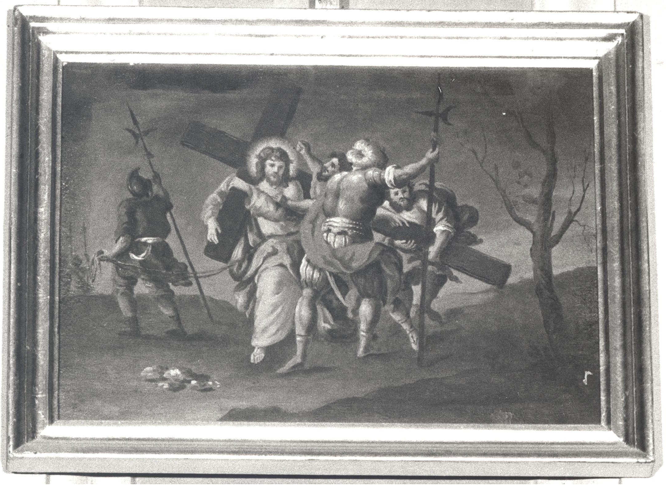 Stazione V: Gesù è aiutato dal Cireneo a portare la croce (dipinto, elemento d'insieme) di Ceccarini Giuseppe (sec. XVIII)