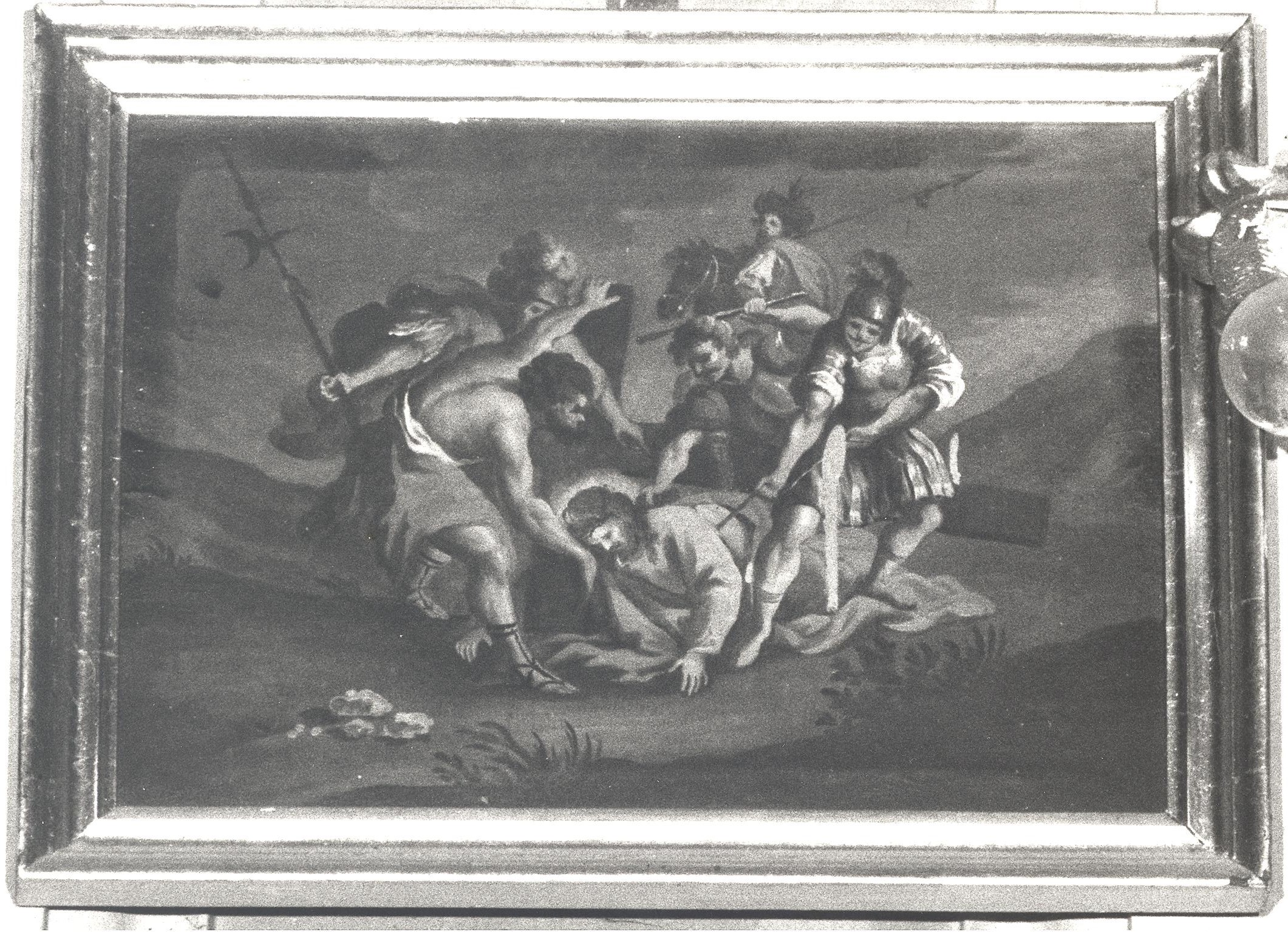 Stazione IX: Gesù cade sotto la croce la terza volta (dipinto, elemento d'insieme) di Ceccarini Giuseppe (sec. XVIII)