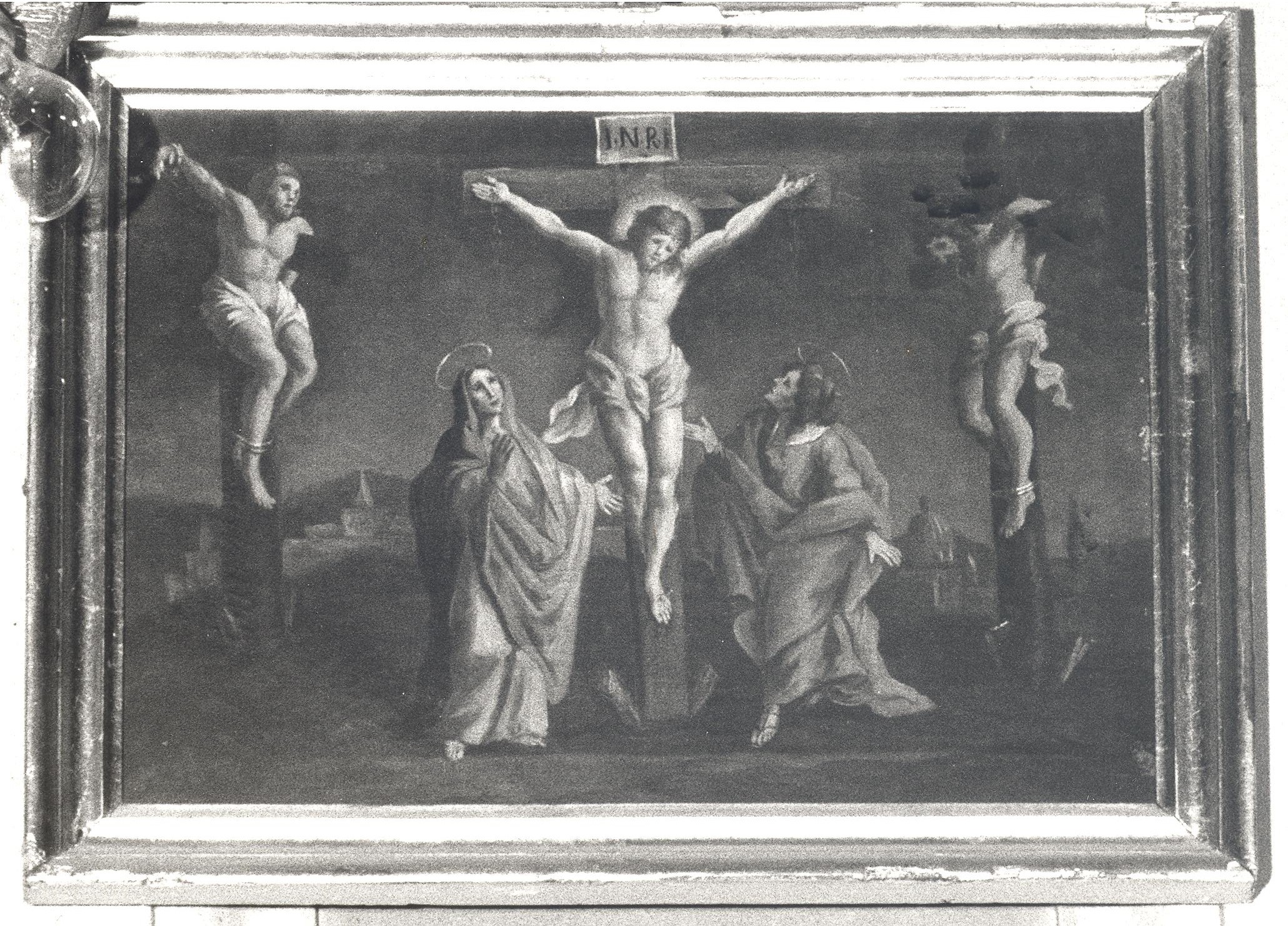 Stazione XII: Gesù innalzato e morto in croce (dipinto, elemento d'insieme) di Ceccarini Giuseppe (sec. XVIII)