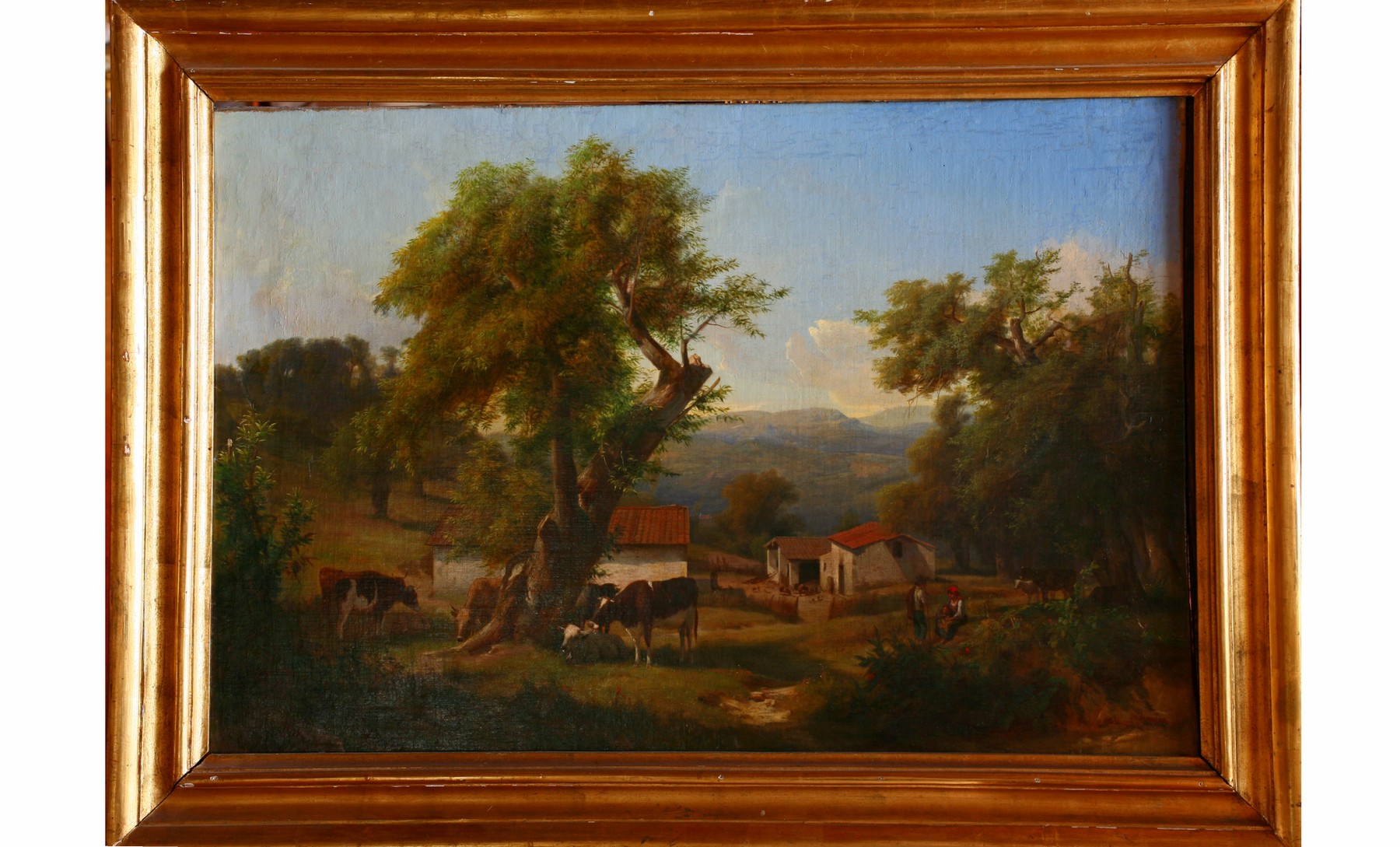 Trattoria in Mugello, Paesaggio con armenti (dipinto) di Markò Andrea (seconda metà sec. XIX)