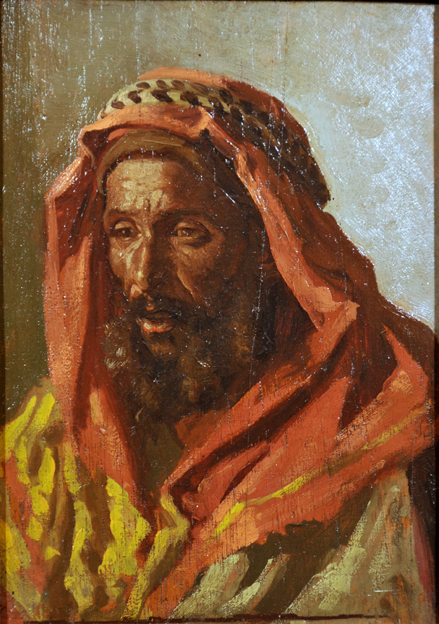 Testa di beduino, ritratto (dipinto, insieme) di Biseo Cesare (sec. XIX)