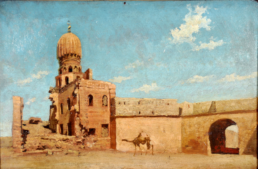 Angolo di città araba, edifici arabi (dipinto, insieme) di Biseo Cesare (sec. XIX)