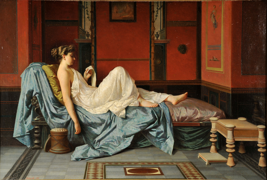 La pompeiana, figura di antica romana (dipinto, opera isolata) di Maldarelli Federico (XIX)