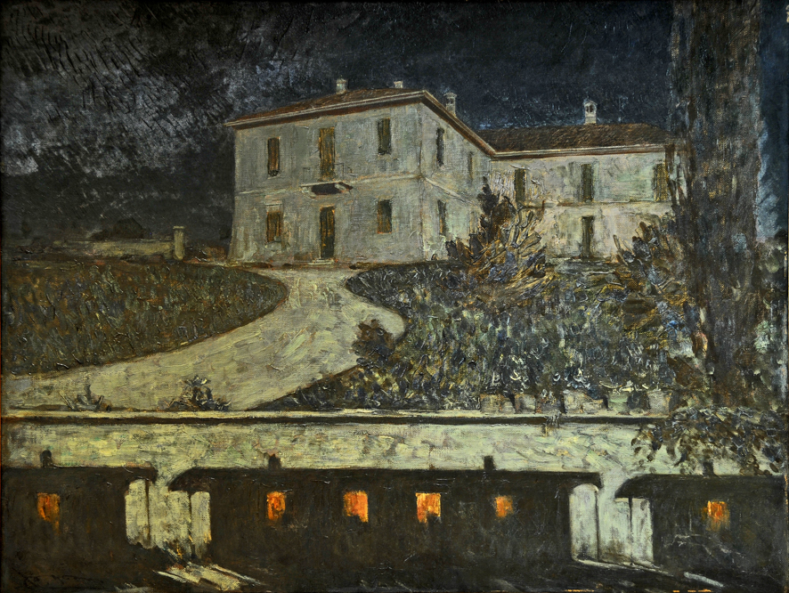Variazioni sulla mezzanotte, paesaggio (dipinto, opera isolata) di Conconi Luigi (XIX)