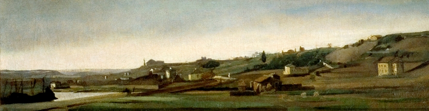 Ripa Grande, paesaggio (dipinto, opera isolata) di Costa Nino (XIX)