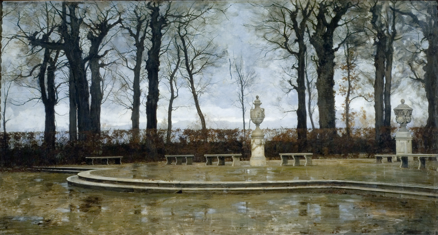 Tristezza invernale, paesaggio (dipinto, opera isolata) di Calderini Marco (XIX)