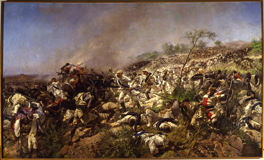 La battaglia di Dogali, battaglia (dipinto, opera isolata) di Cammarano Michele (XIX)