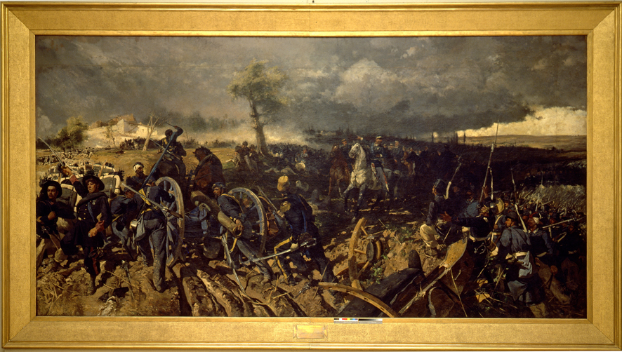 La battaglia di San Martino, battaglia (dipinto, opera isolata) di Cammarano Michele (XIX)