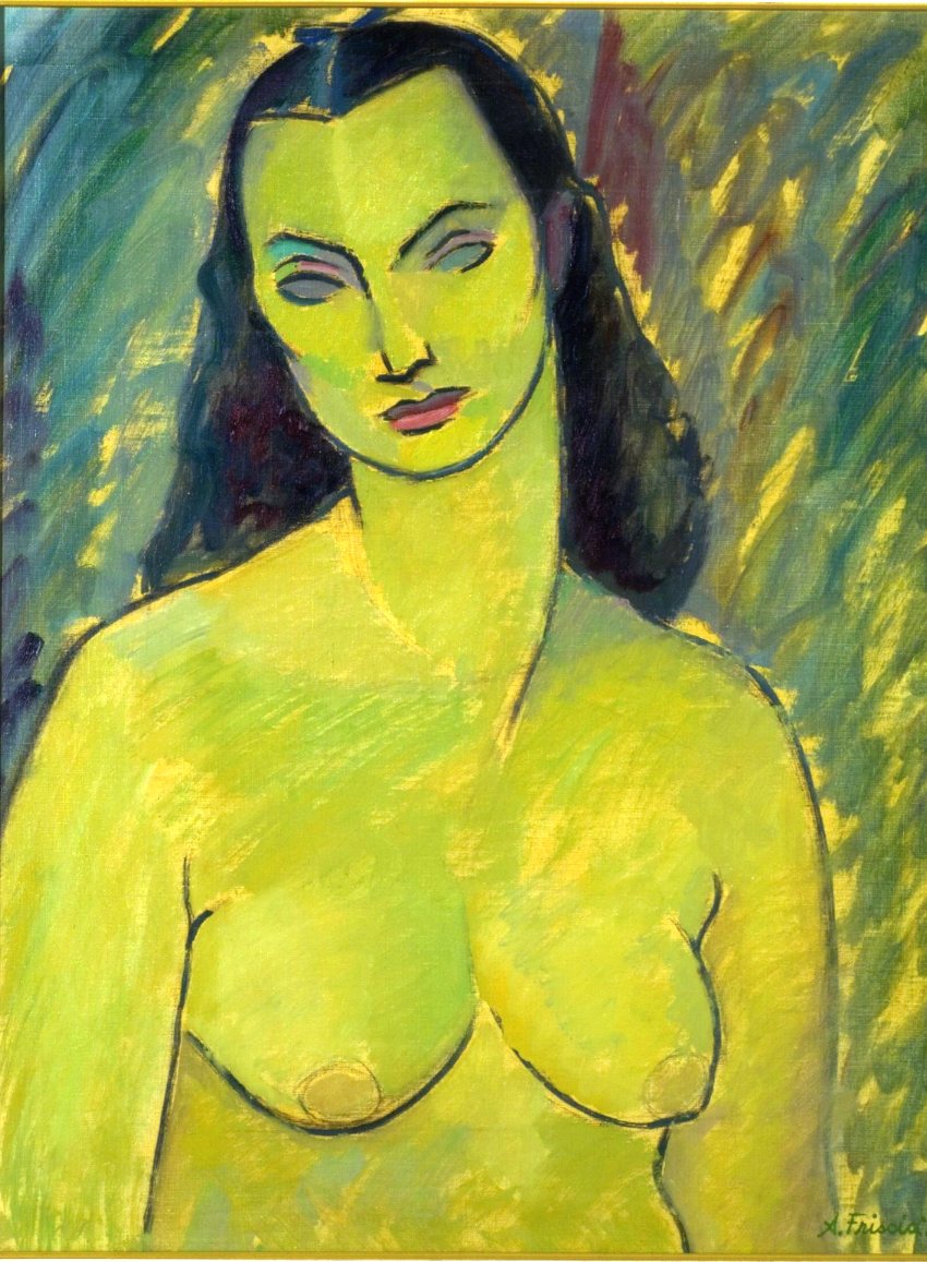 The model, Nudo femminile a mezzobusto (dipinto) di Albert Friscia (sec. XX)