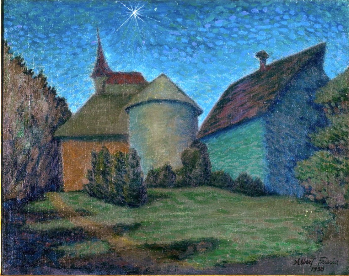 Barn in starlight, Granaio al chiarore delle stelle (dipinto) di Albert Friscia (sec. XX)
