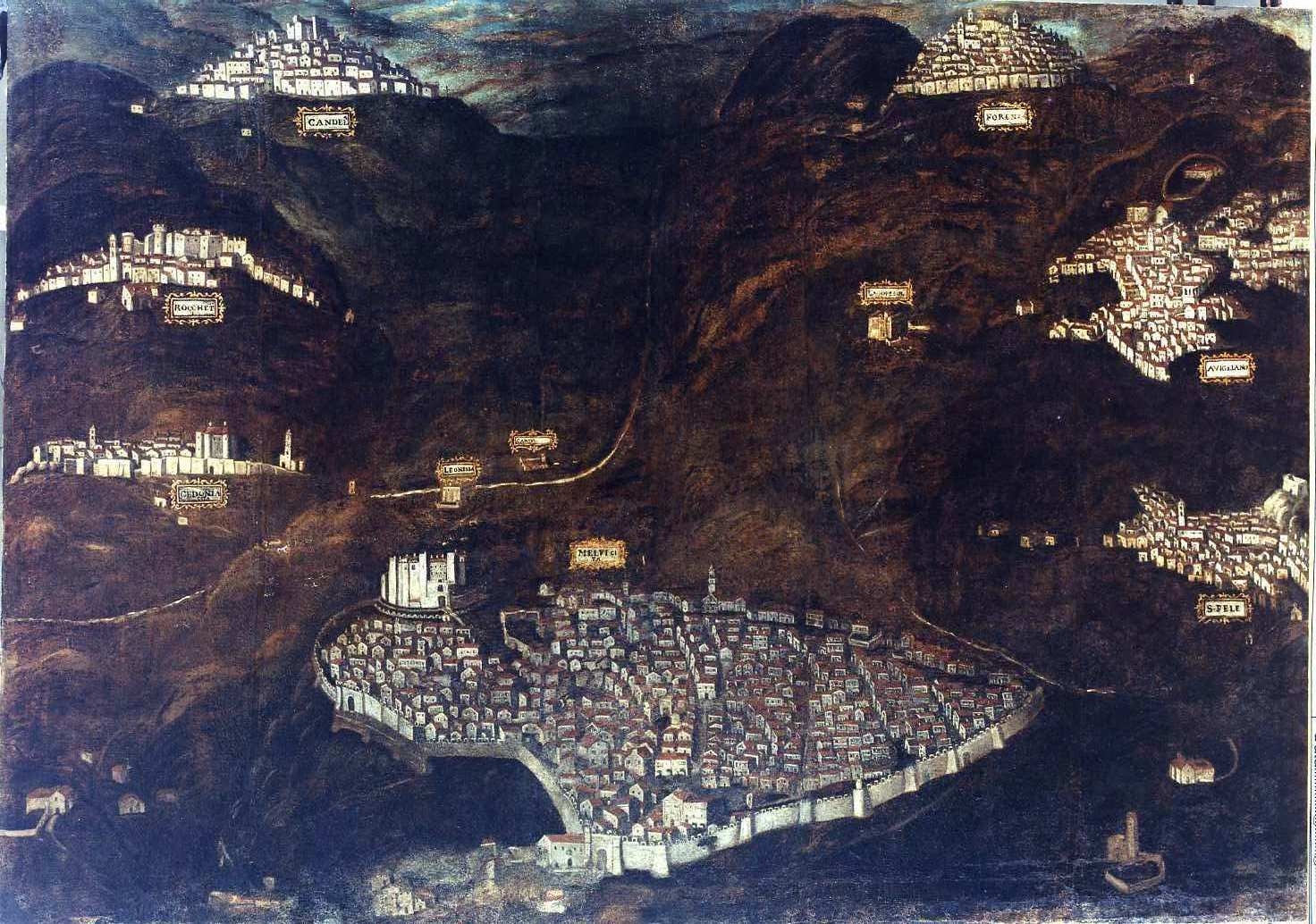 Lo Stato di Melfi, veduta di città (Dipinto) - ambito Italia meridionale (prima metà sec. XVII)