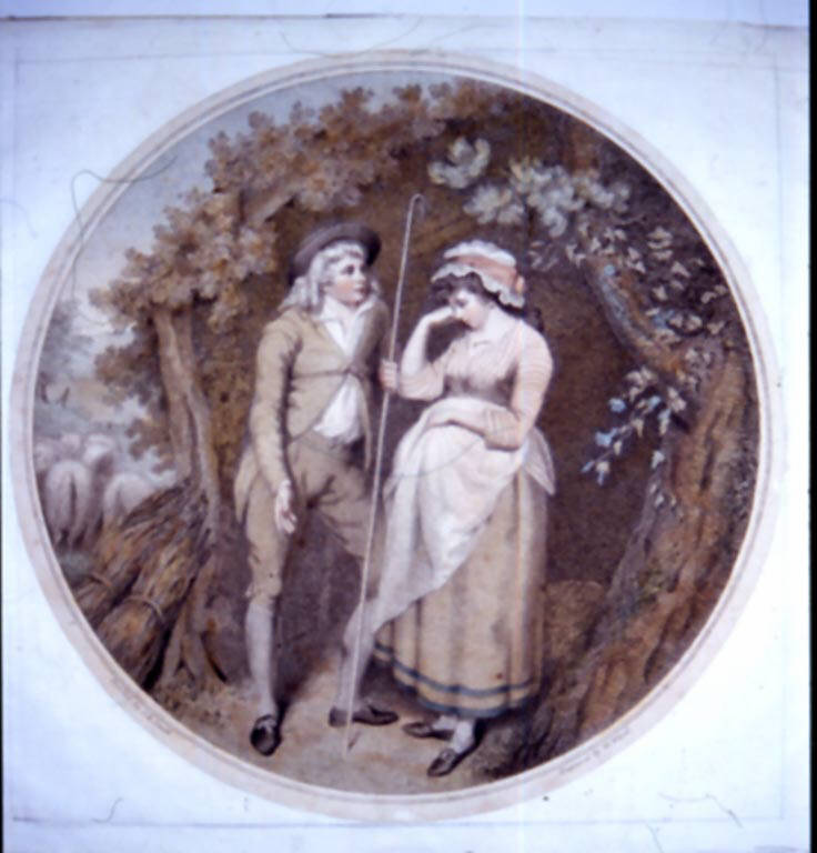 Giovane coppia in campagna (stampa a colori) di Ward William I, Smith John Raphael (fine/ inizio secc. XVIII/ XIX)