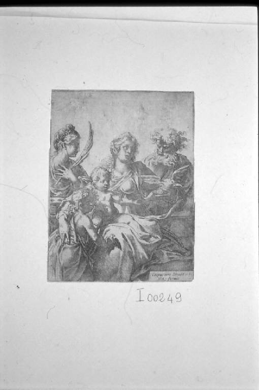 La Vergine e altri santi, Sacra Famiglia con san Giovannino e santa Lucia (stampa smarginata) di Strada Vespasiano, Strada Vespasiano (sec. XVII)
