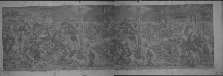 Crocifissione, Crocifissione di Cristo (stampa) di Carracci Agostino, Carracci Agostino, Robusti Jacopo detto Tintoretto (sec. XVI)