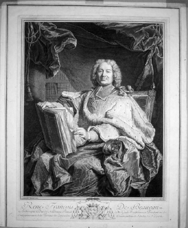 Ritratto di René François De Beauvau arcivescovo (stampa) di Drevet Pierre, Rigaud Hyacinthe (sec. XVIII)