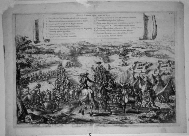 Presa della città di Berca nel 1589 (stampa, elemento d'insieme) di Courtois Jacques detto Borgognone, Courtois Jacques detto Borgognone (sec. XVII)