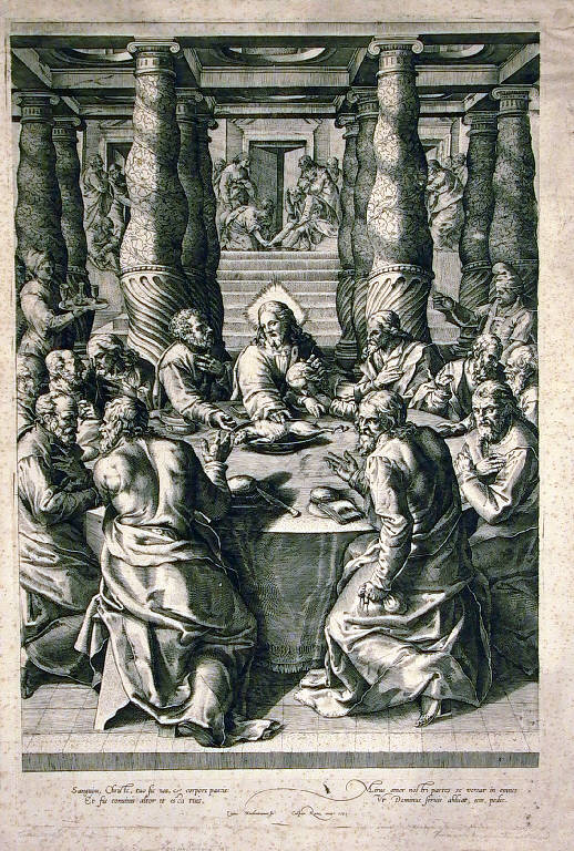 Ultima cena (stampa) di Agresti Livio, Cort Cornelis - scuola fiamminga (sec. XVI)
