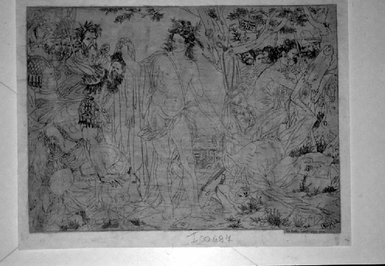 Apollo e Marsia (stampa smarginata) di Galestruzzi Giovan Battista, Scultori Giovanni Battista (sec. XVII)
