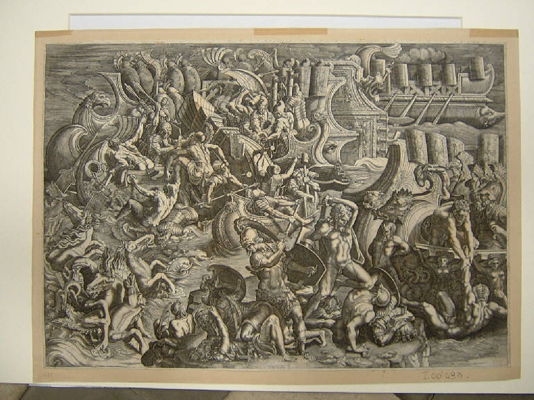 Battaglia navale (stampa smarginata) di Scultori Giovanni Battista, Scultori Giovanni Battista (sec. XVI)