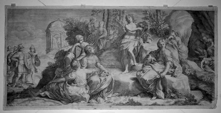 Parnaso con Apollo e le muse (stampa) di Reni Guido (maniera) - scuola italiana (prima metà sec. XVII)