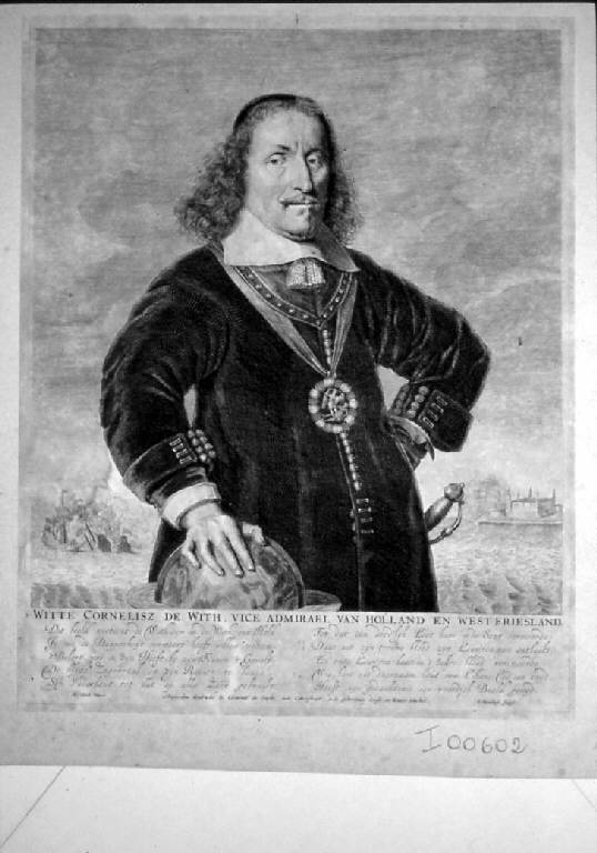 Witte Cornelisz de With, vice ammiraglio d'Olanda, Ritratto di Cornelisz de With vice ammiraglio d'Olanda (stampa, elemento d'insieme) di Blooteling Abraham, Sorch M (sec. XVII)