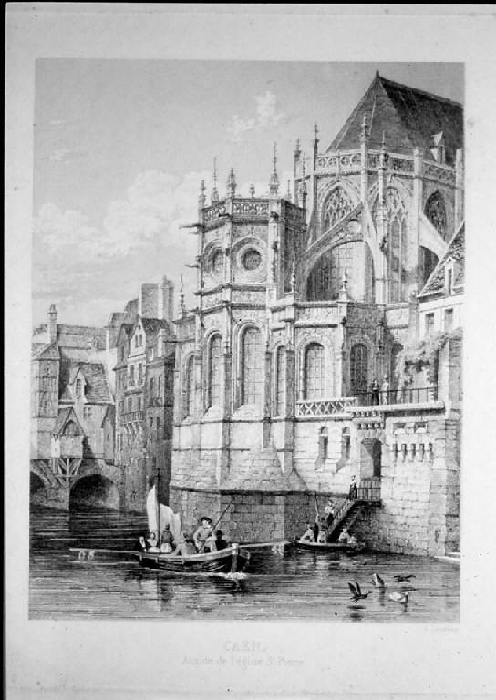 Veduta di Caen: abside della chiesa di S. Pietro (stampa) di Jouanny A (seconda metà sec. XIX)