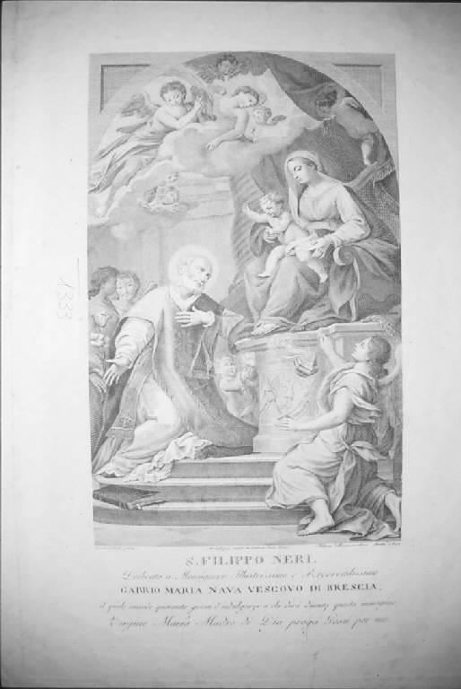 San Filippo Neri ha la visione della Madonna con Bambino (stampa) di Zoboli Giacomo (sec. XIX)