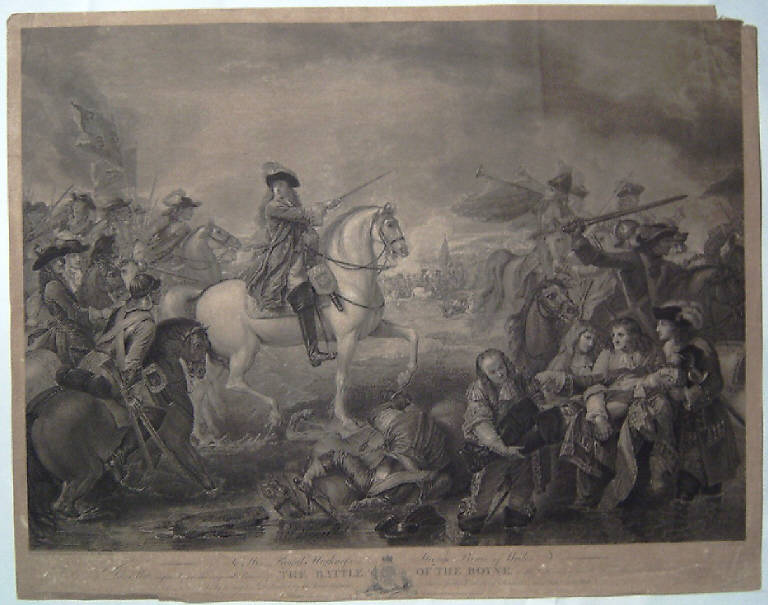 Battaglia del fiume Boyne (stampa smarginata) di Hall John, West Benjamin (ultimo quarto sec. XVIII)