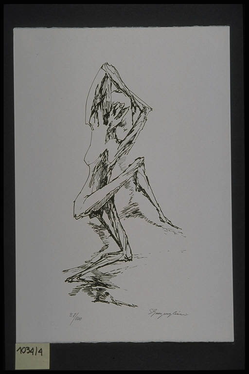 Figura umana stilizzata (stampa, elemento d'insieme) di Guarguaglini Giuseppe, Guarguaglini Giuseppe (terzo quarto sec. XX)