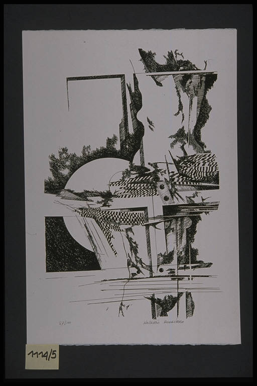 Figura femminile legata ad una palizzata (stampa, elemento d'insieme) di Ruggiero Rosario, Ruggiero Rosario (terzo quarto sec. XX)