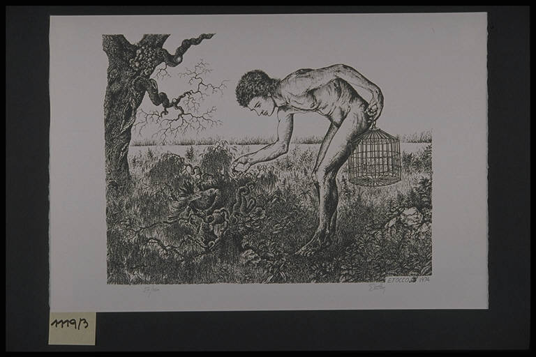 Figura maschile nuda (stampa, elemento d'insieme) di Tocco Ettore, Tocco Ettore (terzo quarto sec. XX)