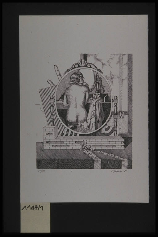 Figura femminile nuda (stampa, elemento d'insieme) di Gasperini Roberto, Gasperini Roberto (terzo quarto sec. XX)